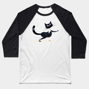 Funny Dancing Black Cat Baseball T-Shirt